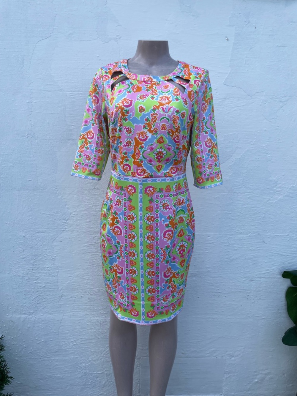 Gretchen Scott Designs Pink, Orange & Lime Floral Cutout Sundress